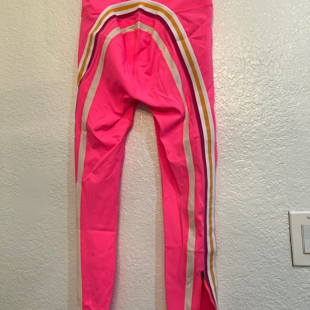 Free People Movement Pink Striped Women's Leggings - Picture 6 of 10